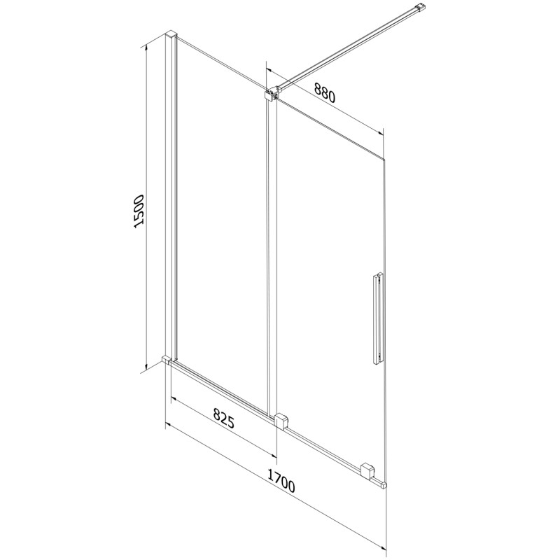 Mexen Velar 2-panel sliding bathtub screen 170 x 150 cm, transparent, white - 896-170-000-01-20