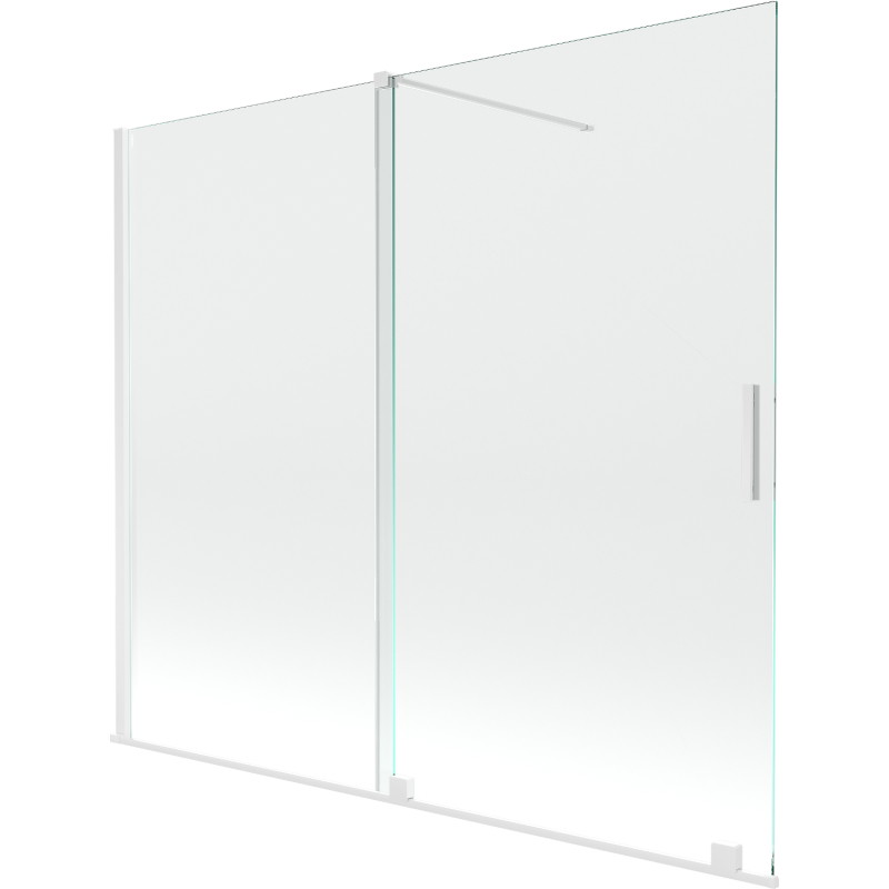 Mexen Velar 2-flügelige, verschiebbare Badewannenabtrennung 180 x 150 cm, transparent, weiß - 896-180-000-01-20