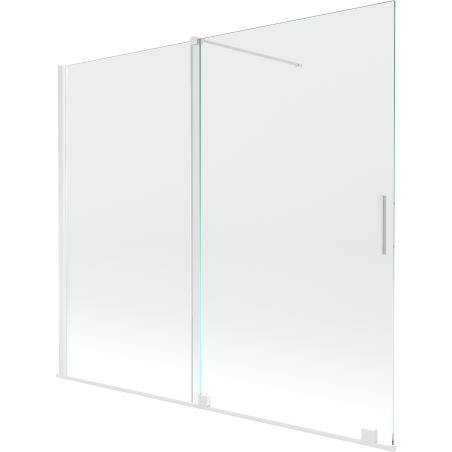 Mexen Velar Duschwand, 2-flügelig, zweigeteilt, 180 x 150 cm, transparent, weiß - 896-180-000-01-20