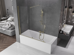Mexen Velar 2-panel sliding bathtub screen 150 x 150 cm, transparent, gold - 896-150-000-01-50