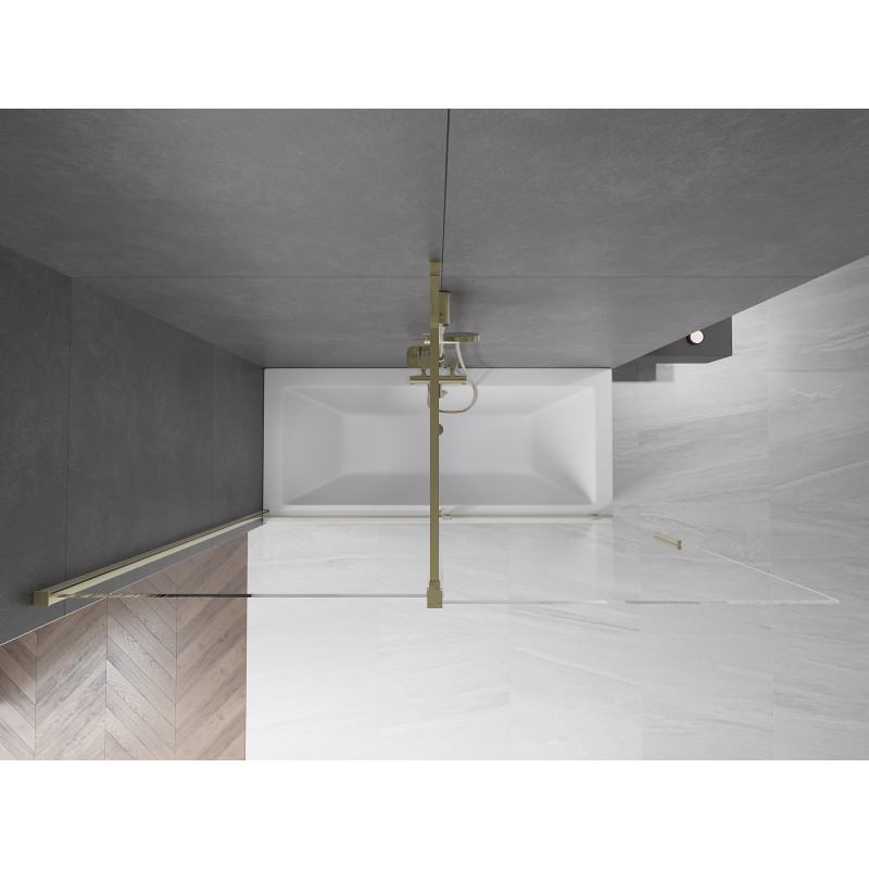 Mexen Velar parawan nawannowy 2-skrzydłowy rozsuwany 180 x 150 cm, transparent, złoty - 896-180-000-01-50