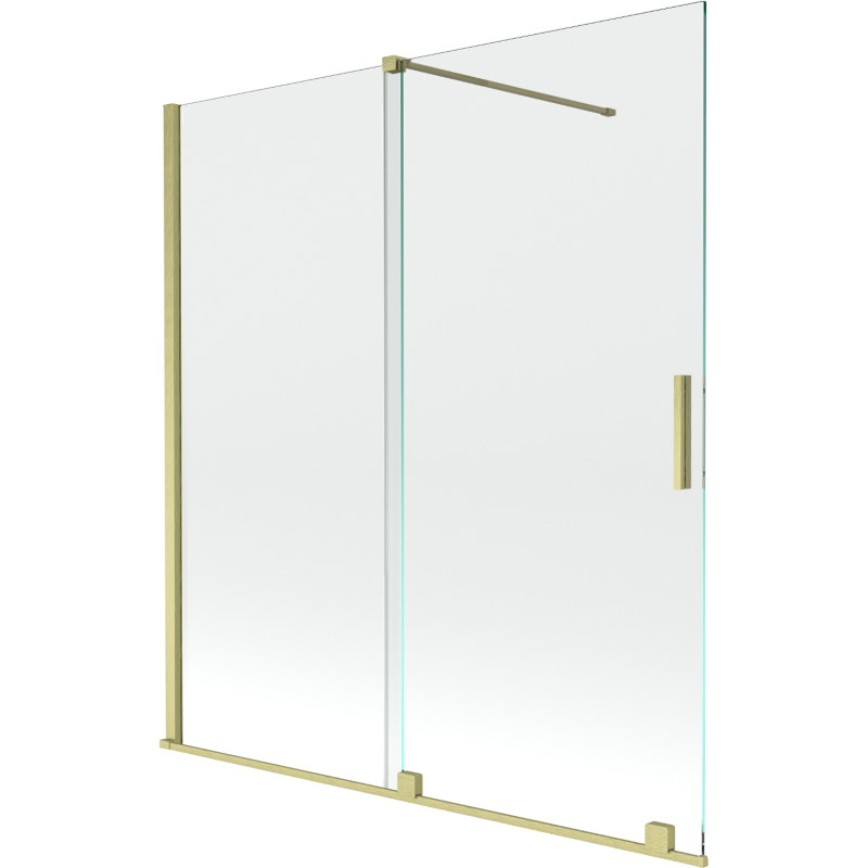 Mexen Velar 2-flügelige, verschiebbare Badewannenabtrennung 150 x 150 cm, transparent, gebürstetes Gold - 896-150-000-01-55