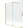 Mexen Velar parawan nawannowy 2-skrzydłowy rozsuwany 150 x 150 cm, transparent, złoty szczotkowany - 896-150-000-01-55