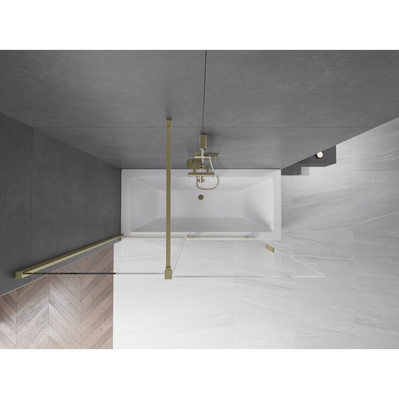 Mexen Velar parawan nawannowy 2-skrzydłowy rozsuwany 150 x 150 cm, transparent, złoty szczotkowany - 896-150-000-01-55