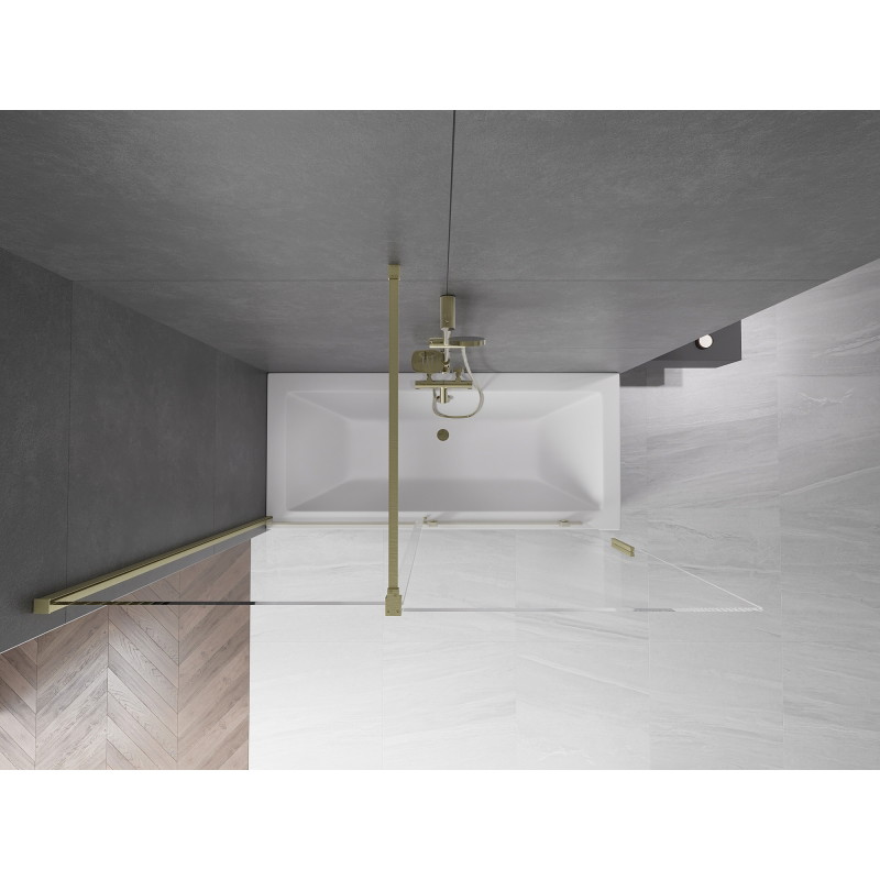 Mexen Velar mampara de baño corredera de 2 hojas 160 x 150 cm, transparente, dorado cepillado - 896-160-000-01-55