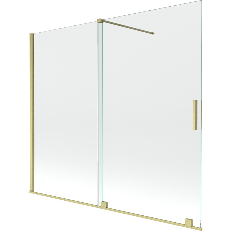 Mexen Velar 2-flügelige Badewannenabtrennung 180 x 150 cm, transparent, gebürstetes Gold - 896-180-000-01-55
