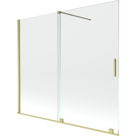 Mexen Velar, 2-flügelige Duschwand, 180 x 150 cm, transparent, gebürstet gold - 896-180-000-01-55