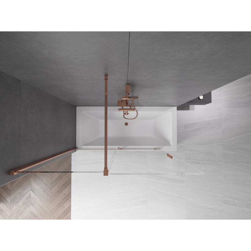 Mexen Velar tweedelige, uitschuifbare badwand 150 x 150 cm, transparant, roze goud - 896-150-000-01-60