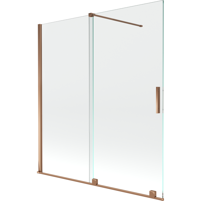 Mexen Velar divisória de banheira deslizante de 2 painéis 150 x 150 cm, transparente, ouro rosa - 896-150-000-01-60