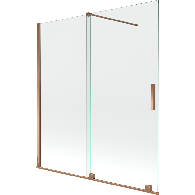 Mexen Velar tweedelige, uitschuifbare badwand 150 x 150 cm, transparant, roze goud - 896-150-000-01-60