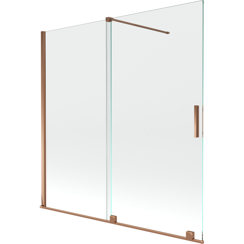 Mexen Velar 160 x 150 cm avoin kylpyhuoneseinä, läpinäkyvä, ruusukulta - 896-160-000-01-60