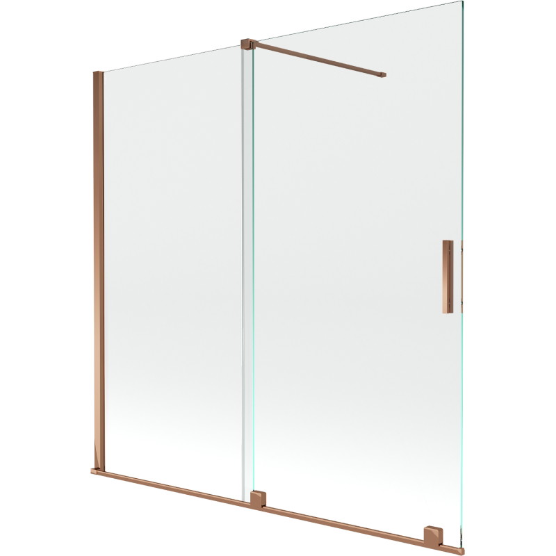 Mexen Velar 2-delige uitschuifbare badwand 160 x 150 cm, transparant, roze goud - 896-160-000-01-60