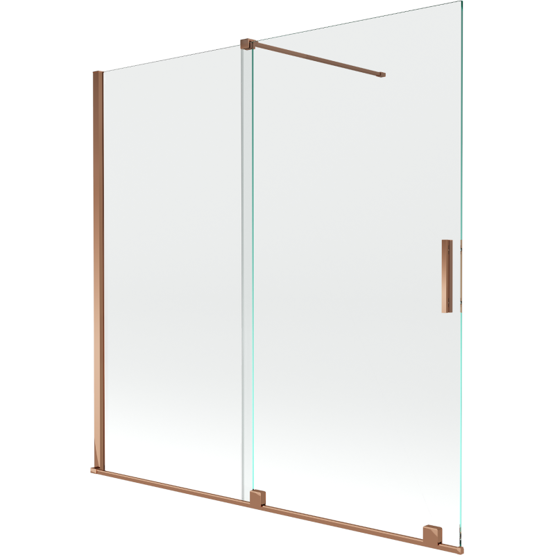 Mexen Velar Badewannenabtrennung 2-flügelig, verschiebbar 160 x 150 cm, transparent, Roségold - 896-160-000-01-60