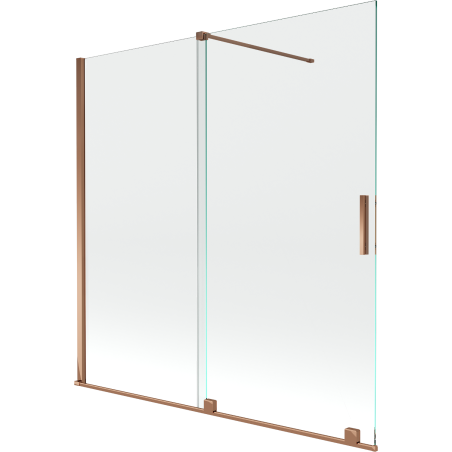 Mexen Velar Badewannenabtrennung 2-flügelig, verschiebbar 160 x 150 cm, transparent, Roségold - 896-160-000-01-60