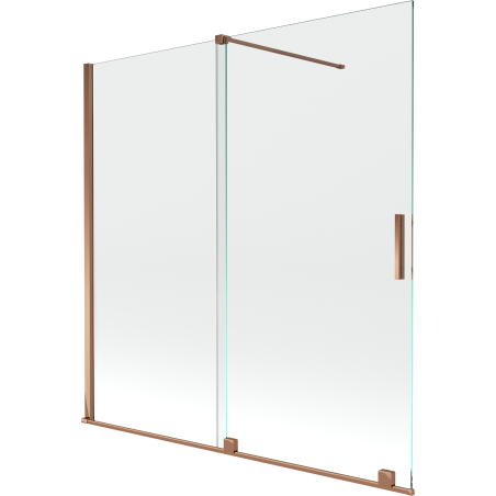Mexen Velar paratia per vasca 2 ante scorrevoli 160 x 150 cm, trasparente, oro rosa - 896-160-000-01-60