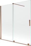 Mexen Velar Badewannenabtrennung 2-flügelig, verschiebbar 160 x 150 cm, transparent, Roségold - 896-160-000-01-60