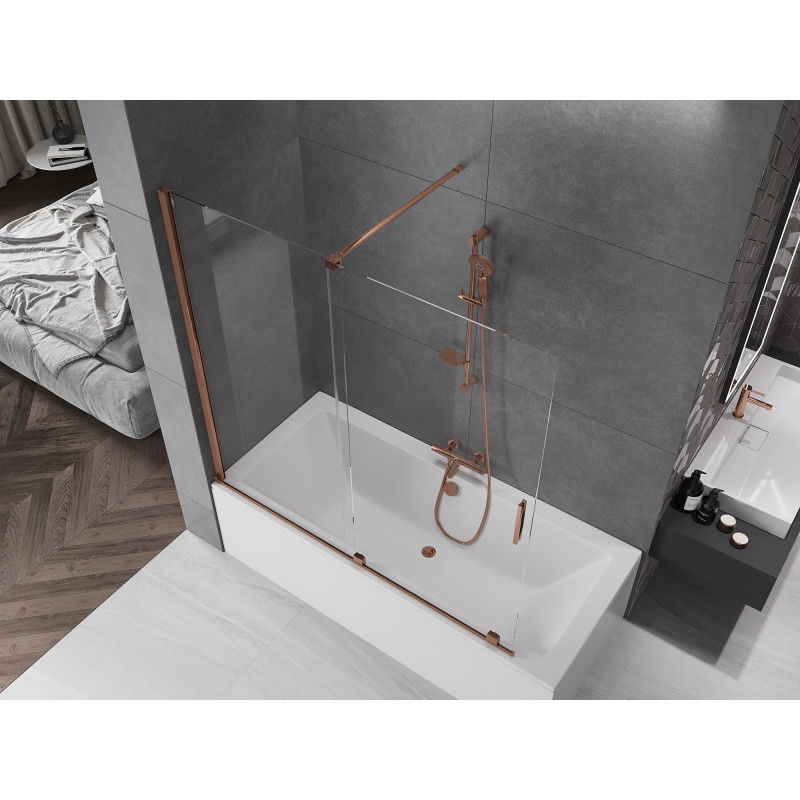 Mexen Velar paroi de douche 2 panneaux coulissants 160 x 150 cm, transparent, or rose - 896-160-000-01-60