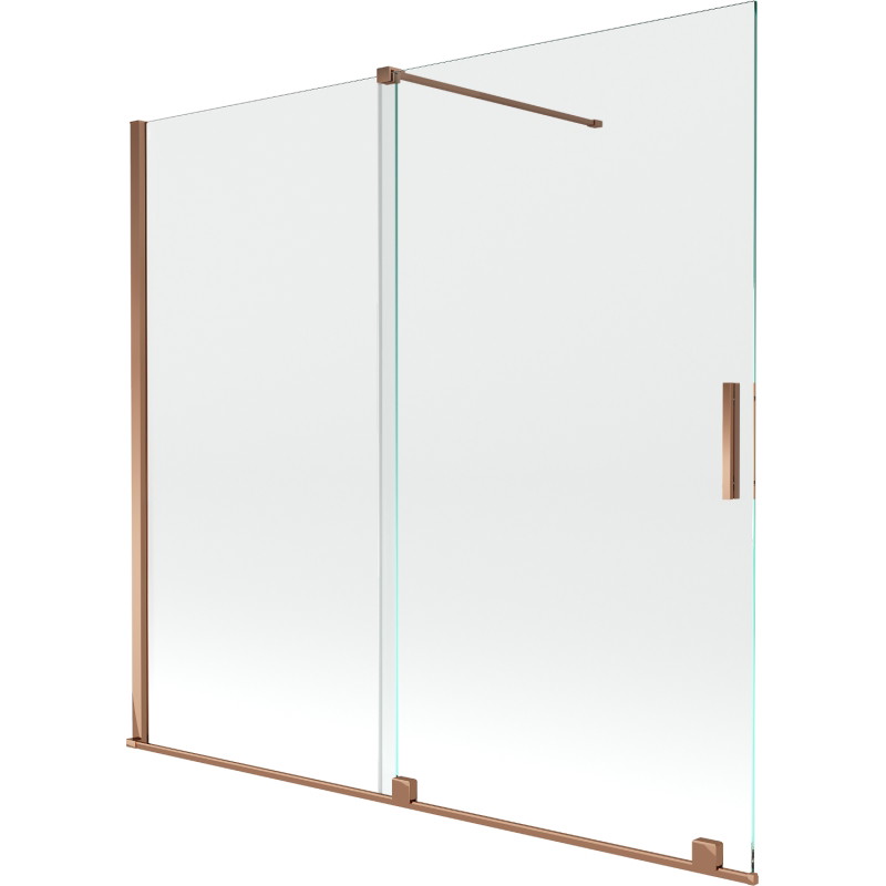 Mexen Velar 2-flügelige, verschiebbare Badewannenabtrennung 170 x 150 cm, transparent, Roségold - 896-170-000-01-60