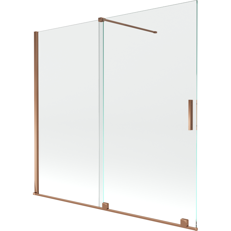 Mexen Velar Badewannenfaltwand 2-flügelig verschiebbar 170 x 150 cm, transparent, Roségold - 896-170-000-01-60