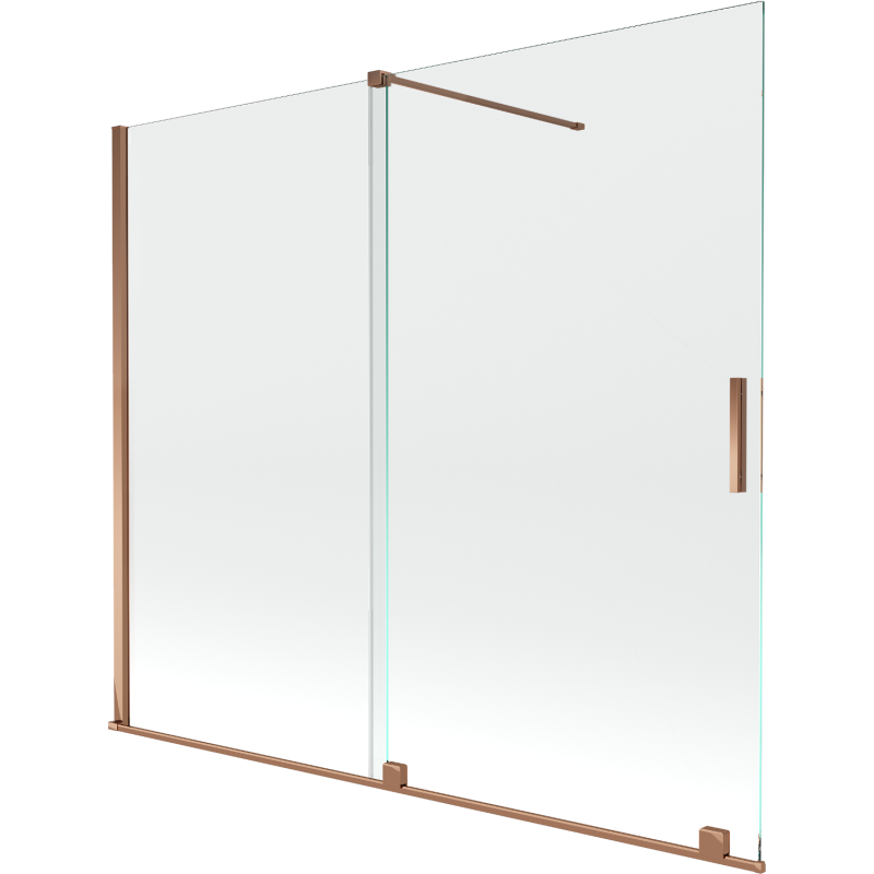 Mexen Velar Badewannenabtrennung 2-flügelig verschiebbar 180 x 150 cm, transparent, Roségold - 896-180-000-01-60