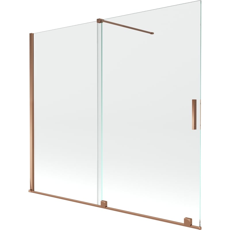 Mexen Velar parawan nawannowy 2-skrzydłowy rozsuwany 180 x 150 cm, transparent, różowe złoto - 896-180-000-01-60