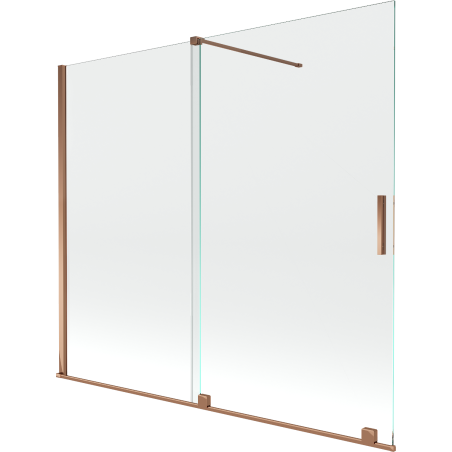 Mexen Velar Badewannenabtrennung 2-flügelig verschiebbar 180 x 150 cm, transparent, Roségold - 896-180-000-01-60