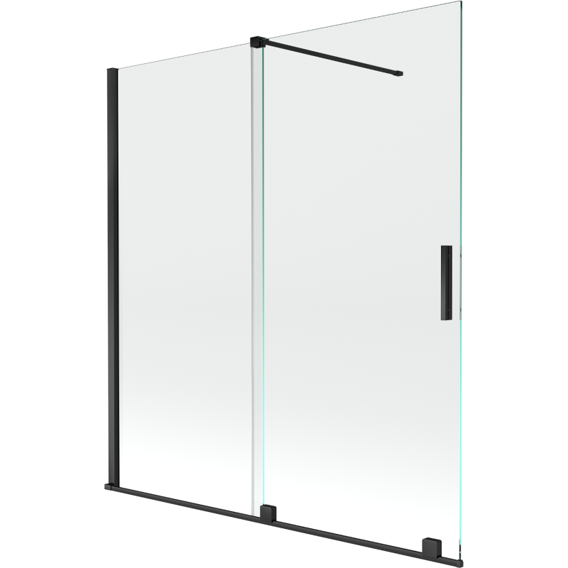 Mexen Velar badwand 2-delig schuifbaar 150 x 150 cm, transparant, zwart - 896-150-000-01-70