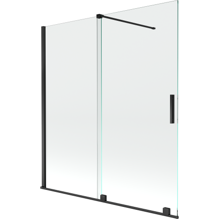 Mexen Velar badwand 2-delig schuifbaar 150 x 150 cm, transparant, zwart - 896-150-000-01-70