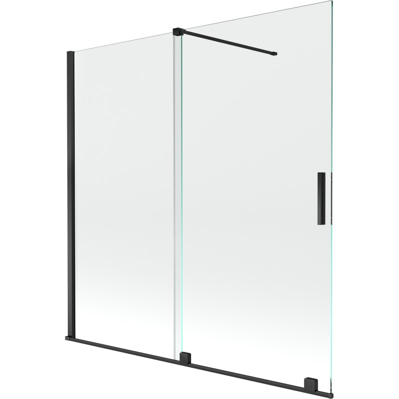Mexen Velar mampara de bañera de 2 hojas corredera 160 x 150 cm, transparente, negro - 896-160-000-01-70