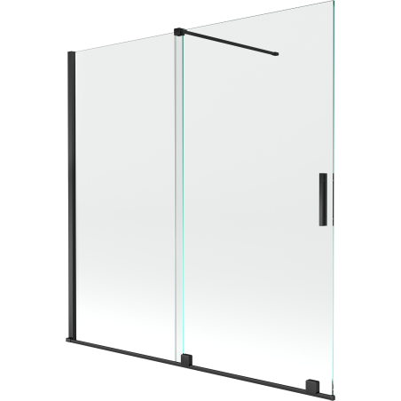 Mexen Velar Duschabtrennung für die Badewanne, 2-flügelig, schiebbar, 160 x 150 cm, transparent, schwarz - 896-160-000-01-70