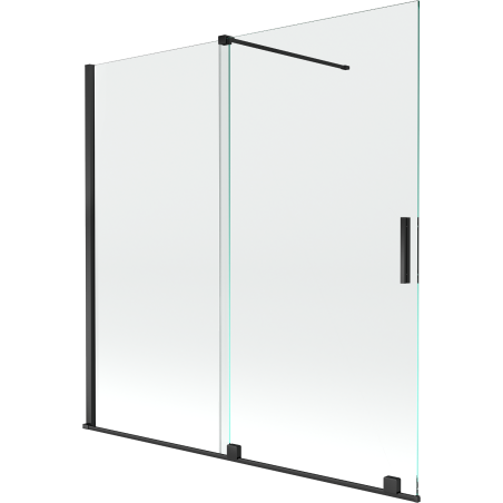 Mexen Velar parawan nawannowy 2-skrzydłowy rozsuwany 160 x 150 cm, transparent, czarny - 896-160-000-01-70