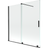 Mexen Velar Duschabtrennung für die Badewanne, 2-flügelig, schiebbar, 160 x 150 cm, transparent, schwarz - 896-160-000-01-70