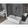 Mexen Velar Duschabtrennung für die Badewanne, 2-flügelig, schiebbar, 160 x 150 cm, transparent, schwarz - 896-160-000-01-70