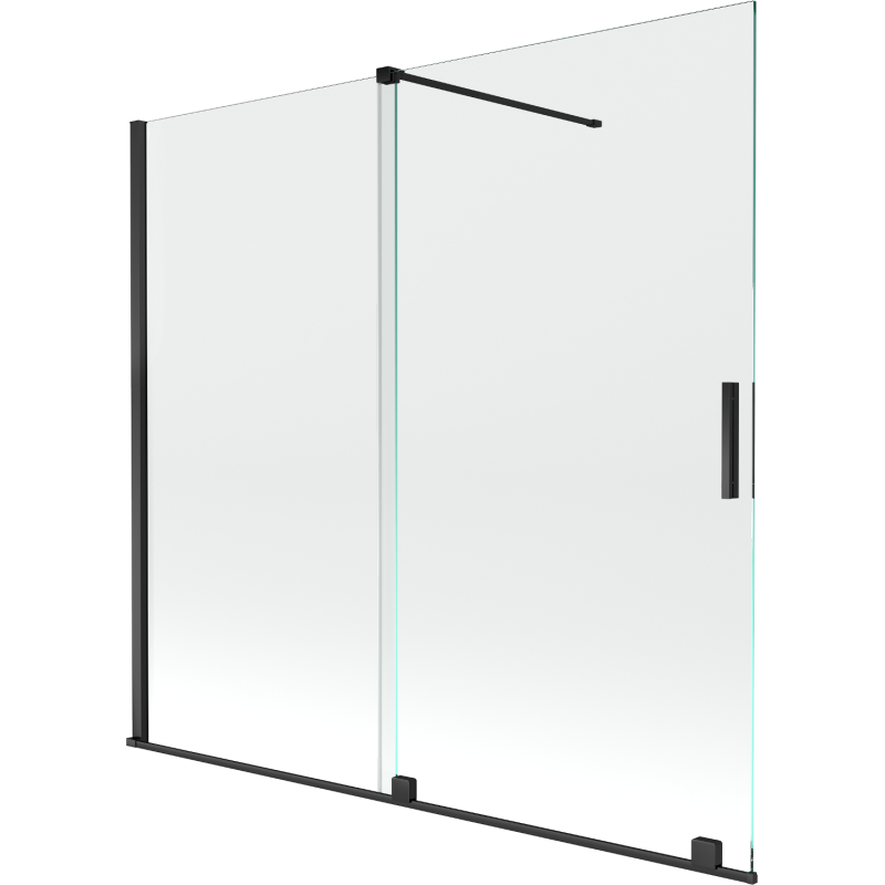 Mexen Velar 2-flügelige verschiebbare Badewannenwand 170 x 150 cm, transparent, schwarz - 896-170-000-01-70
