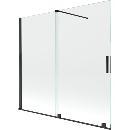 Mexen Velar 2-flügelige verschiebbare Badewannenwand 170 x 150 cm, transparent, schwarz - 896-170-000-01-70