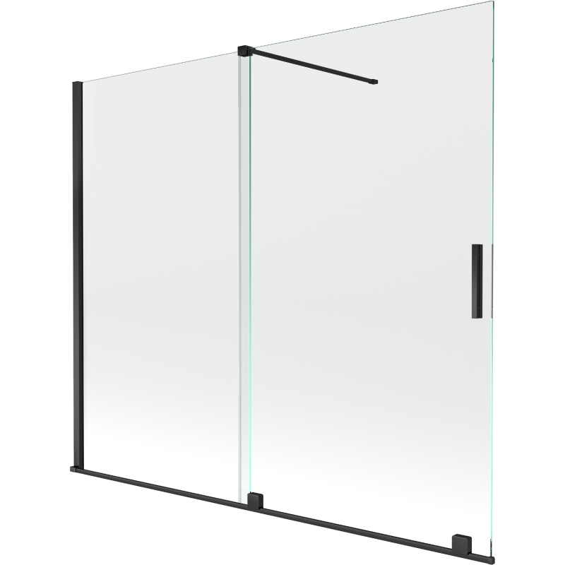 Mexen Velar Badewannenwand, 2-flügelig, verschiebbar, 180 x 150 cm, transparent, schwarz - 896-180-000-01-70