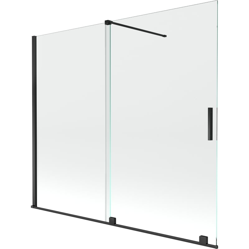 Mexen Velar klizničavi paravan za tuširanje s 2 krila 180 x 150 cm, proziran, crni - 896-180-000-01-70
