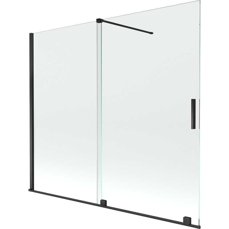 Mexen Velar mampara de bañera corredera de 2 paneles 180 x 150 cm, transparente, negro - 896-180-000-01-70