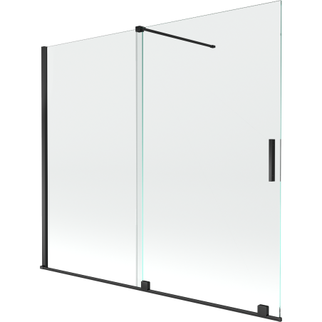 Mexen Velar Badewannenwand, 2-flügelig, verschiebbar, 180 x 150 cm, transparent, schwarz - 896-180-000-01-70