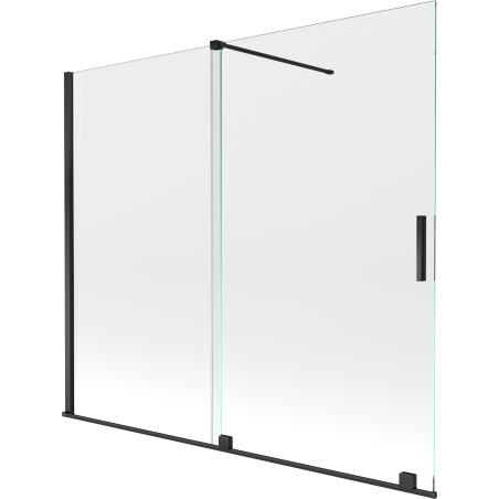 Mexen Velar klizničavi paravan za tuširanje s 2 krila 180 x 150 cm, proziran, crni - 896-180-000-01-70
