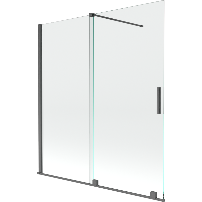 Mexen Velar 2-flügelige ausziehbare Badewannenabtrennung 150 x 150 cm, transparent, gebürstetes Gun Grey - 896-150-000-01-66