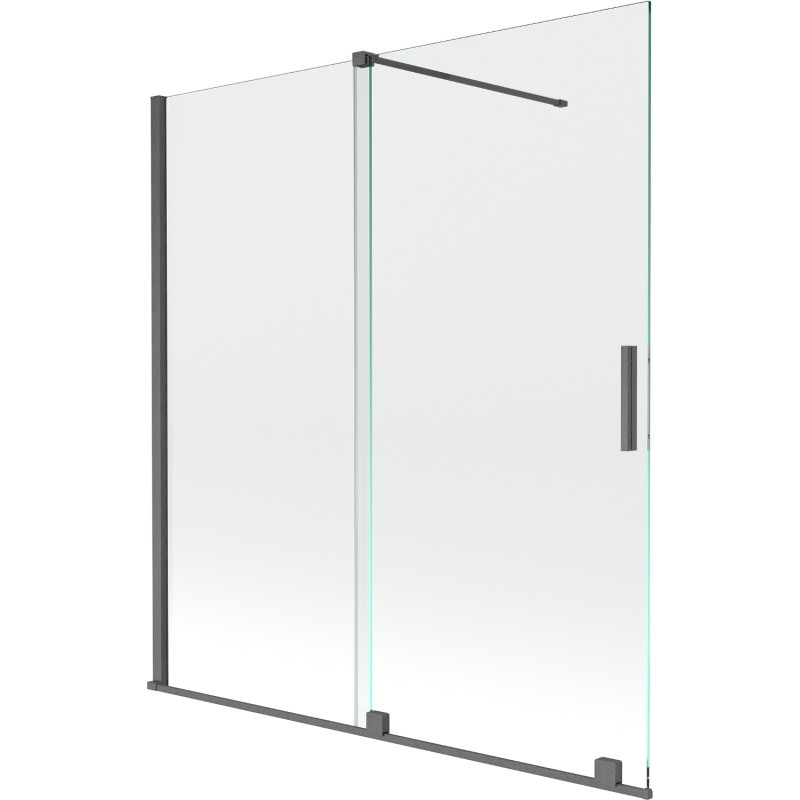 Mexen Velar 2-flügelige Duschwand, verschiebbar, 150 x 150 cm, transparent, gebürstetes Gun Gray - 896-150-000-01-66