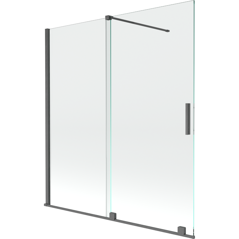 Mexen Velar mampara de baño corredera de 2 hojas 150 x 150 cm, transparente, gris arma cepillado - 896-150-000-01-66