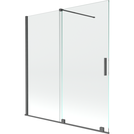 Mexen Velar paravento per vasca da bagno a 2 ante scorrevoli 150 x 150 cm, trasparente, grigio canna di fucile spazzolato