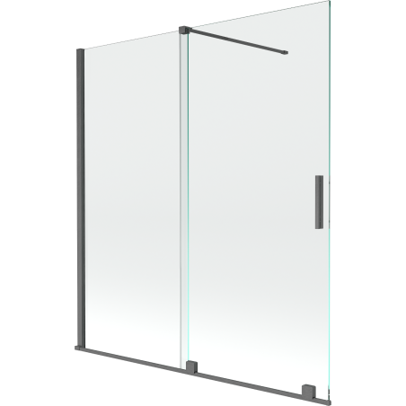 Mexen Velar parawan nawannowy 2-skrzydłowy rozsuwany 150 x 150 cm, transparent, gun gray szczotkowany - 896-150-000-01-66
