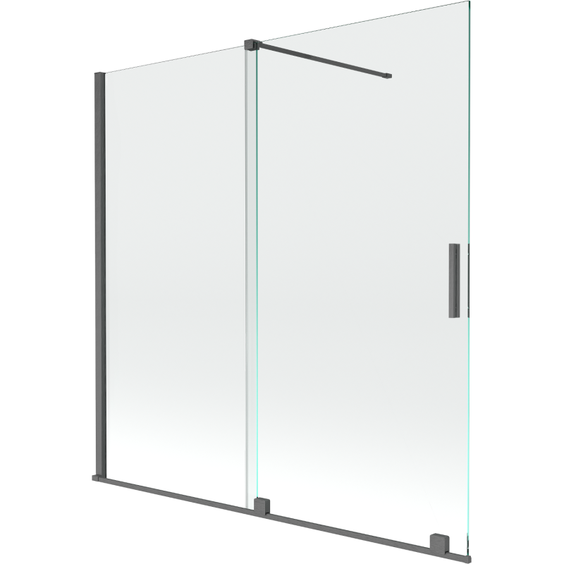 Mexen Velar Duschabtrennung 2-flügelig verschiebbar 160 x 150 cm, transparent, gebürstetes Gun Grau - 896-160-000-01-66