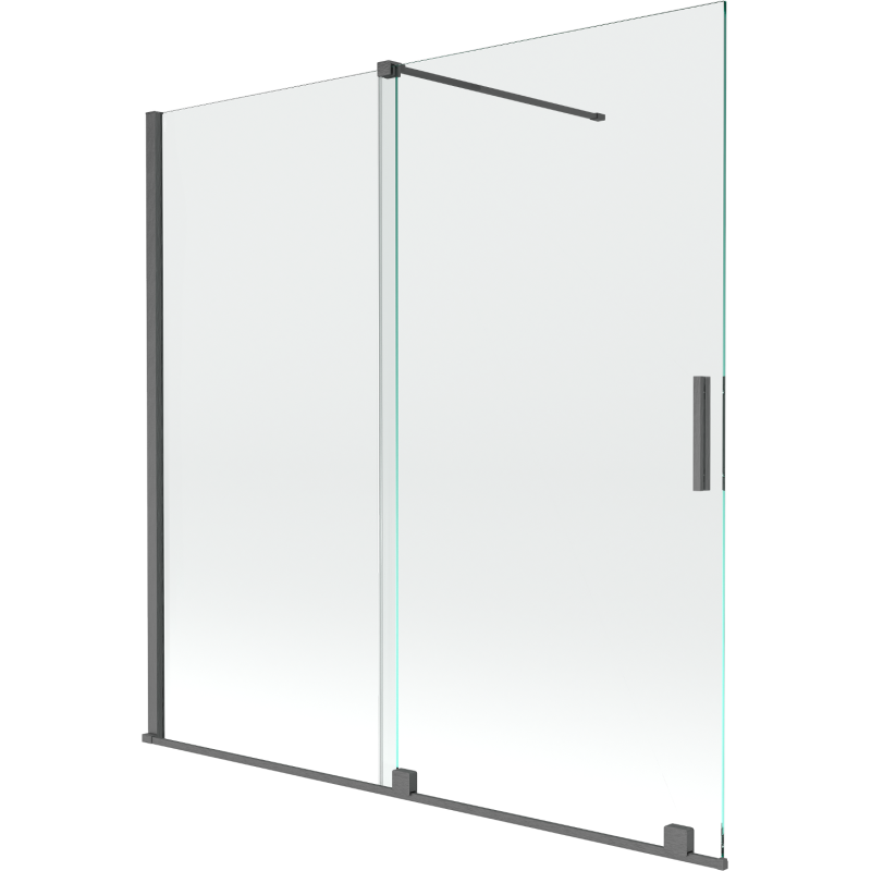 Mexen Velar parete per vasca da bagno con 2 ante scorrevoli 160 x 150 cm, trasparente, grigio canna di fucile spazzolato