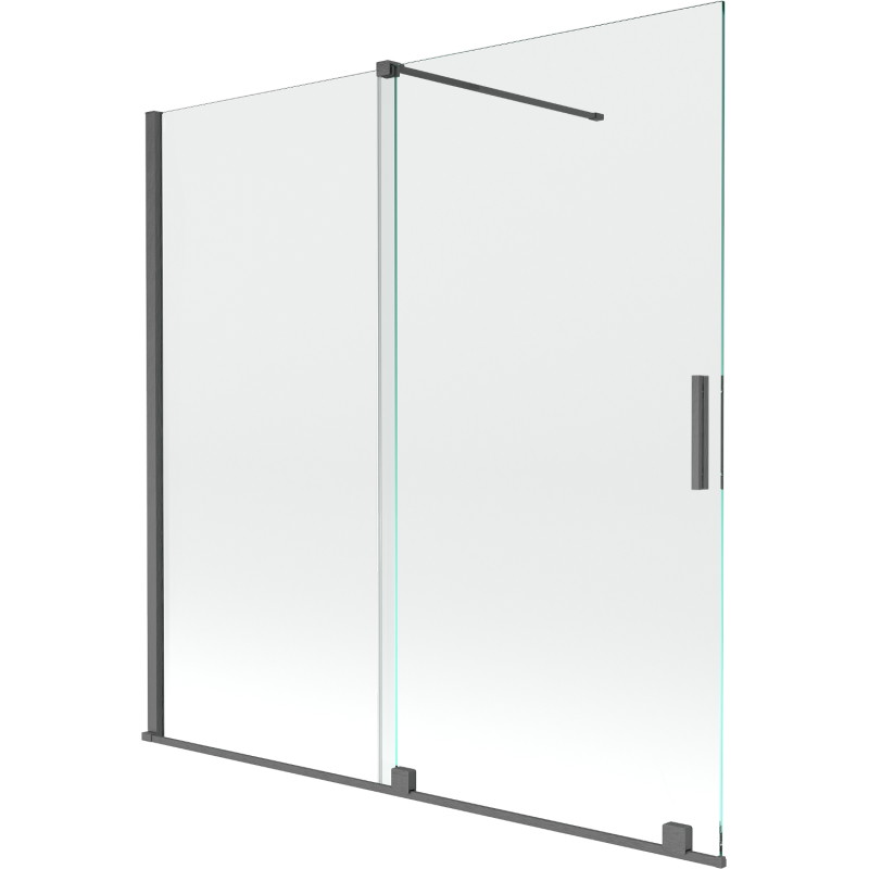 Mexen Velar paroi de baignoire 2 volets coulissants 160 x 150 cm, transparent, gris canon brossé - 896-160-000-01-66