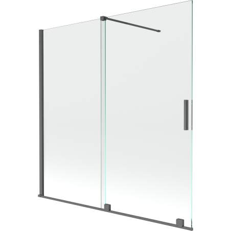 Mexen Velar Duschabtrennung 2-flügelig verschiebbar 160 x 150 cm, transparent, gebürstetes Gun Grau - 896-160-000-01-66