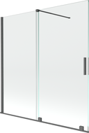 Mexen Velar panel de ducha 2 alas correderas 160 x 150 cm, transparente, gris cañón cepillado - 896-160-000-01-66